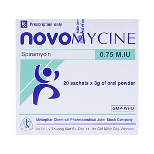 Novomycine Spiramycin 0.75 MIU Mekophar (Hộp 20 gói x 3g)