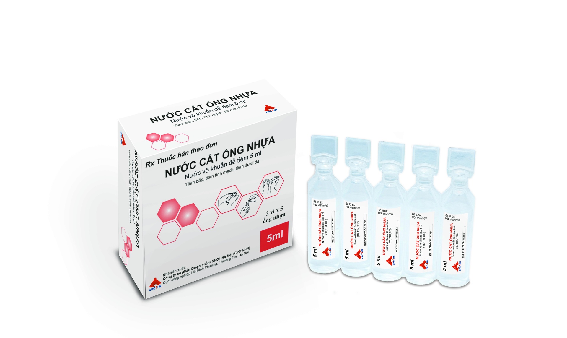 Dung dịch uống Nước Cất Ống Nhựa CPC1 Hà Nội (Hộp 50 ống x 5ml)