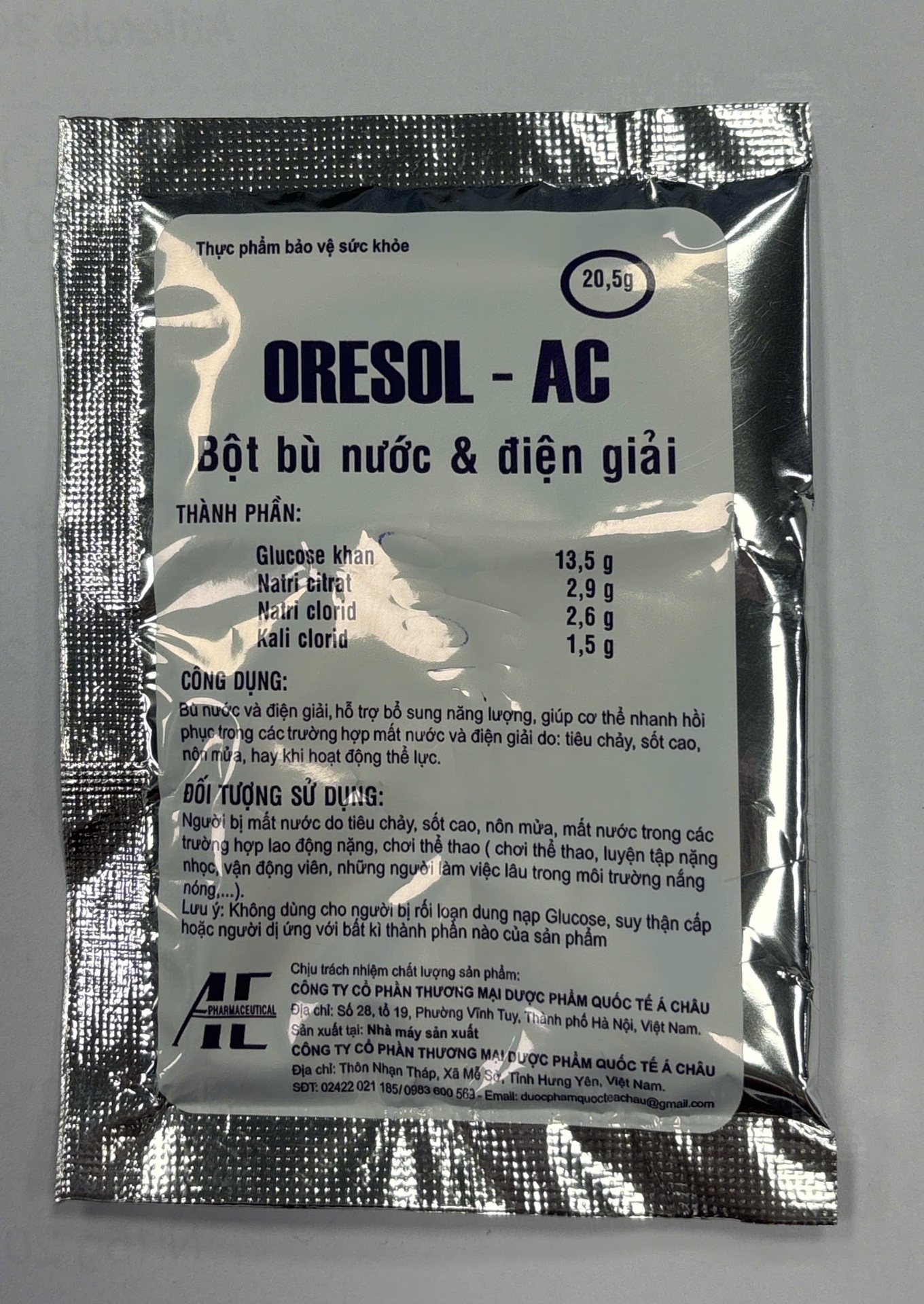 ORESOL - AC Bột bù nước & điện giải Á Châu ( Gói/20,5g)