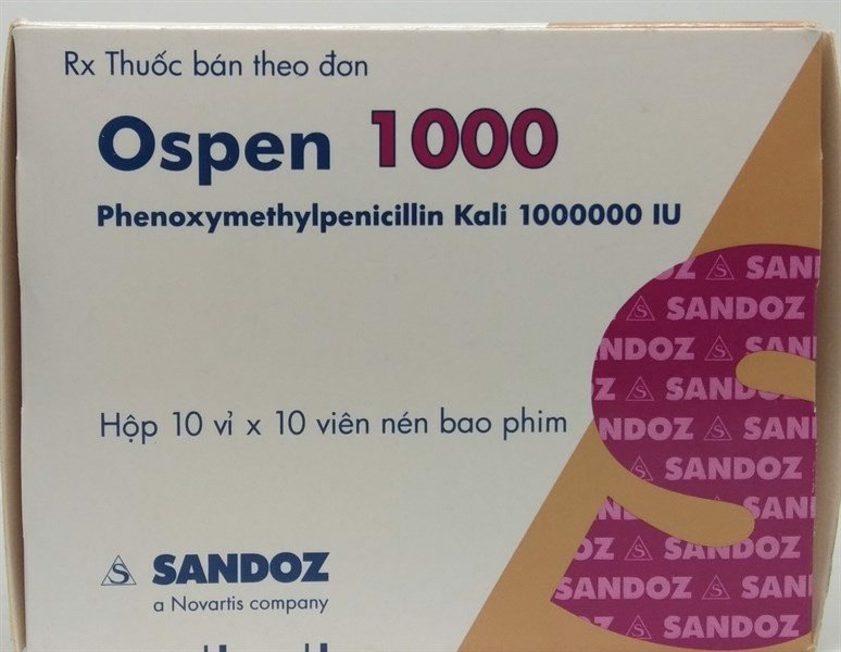 Ospen 1000 Phenoxymethylpenicillin Sandoz Áo (H/100v)