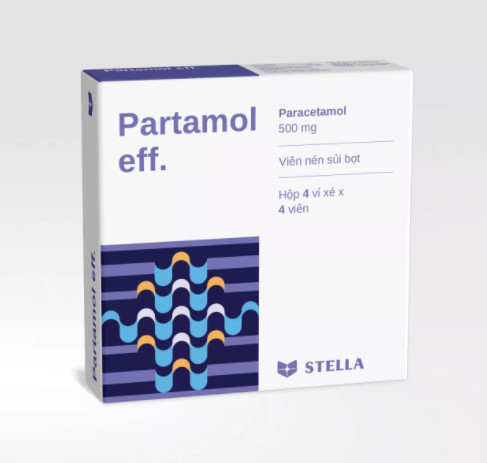 Partamol Paracetamol 500mg sủi Stella (Hộp 16 viên)