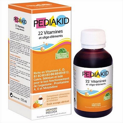 Siro Pediakid 22 Vitamines & Oligo Element Pháp (Chai 125ml)