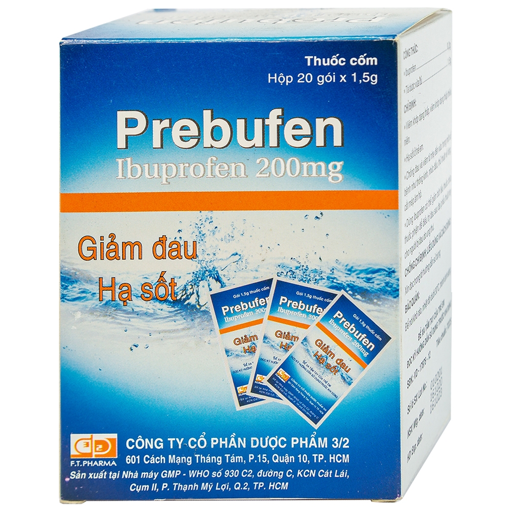 Prebufen ibuprofen 200mg DP 3/2 (H/20gói/1.5g)