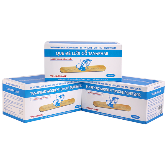 Que đè lưỡi gỗ Tanaphar Tân Á (Hộp 100 que)