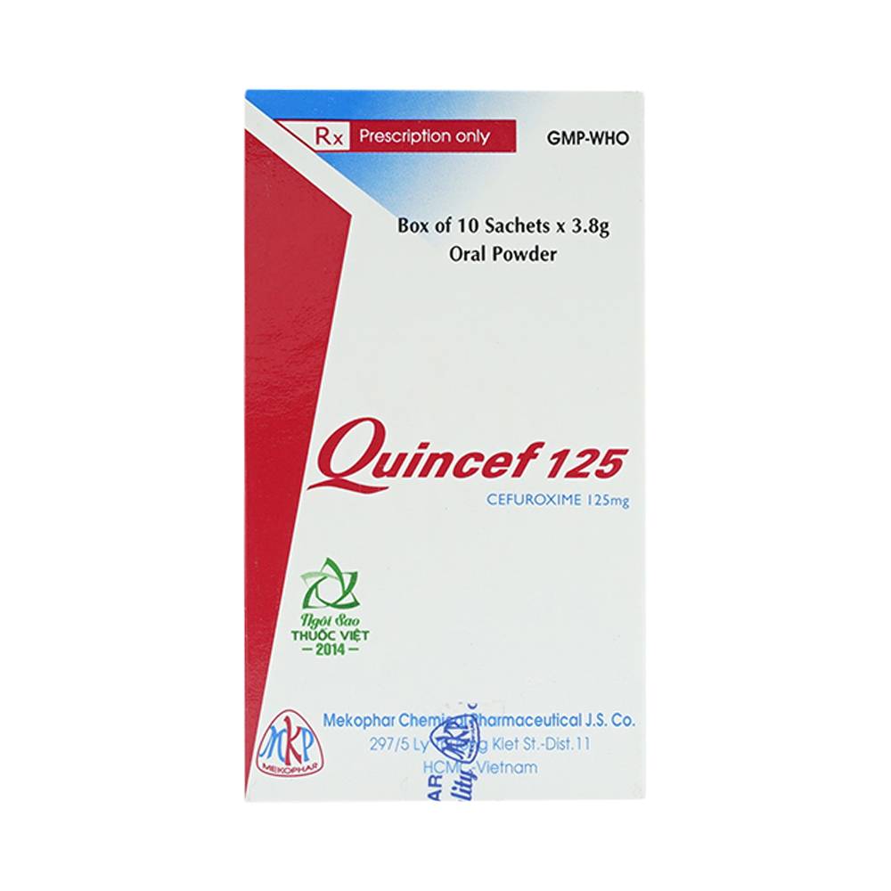 Quincef 125 Mekophar (Hộp 10 gói x 3,8g)