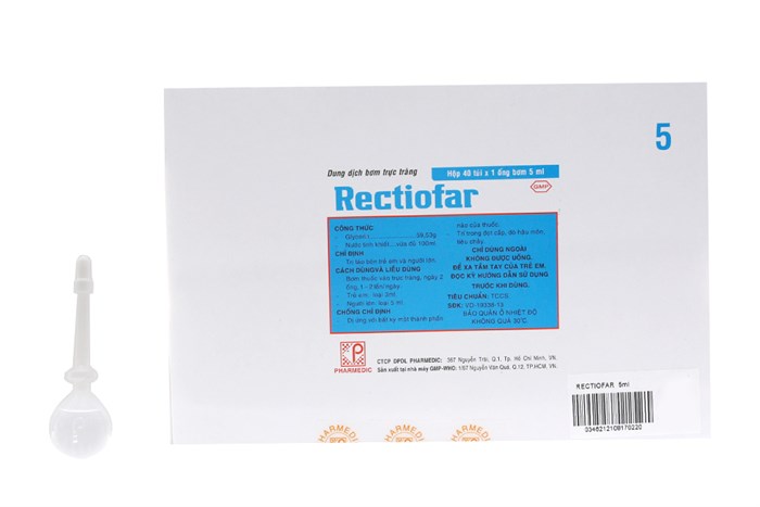 Dung dịch thụt Rectiofar người lớn Pharmedic (Hộp 40 ống x 5ml)