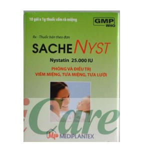 Sache Nyst Nystatin 25.000 IU Mediplantex (Hộp 10 gói x 1g)