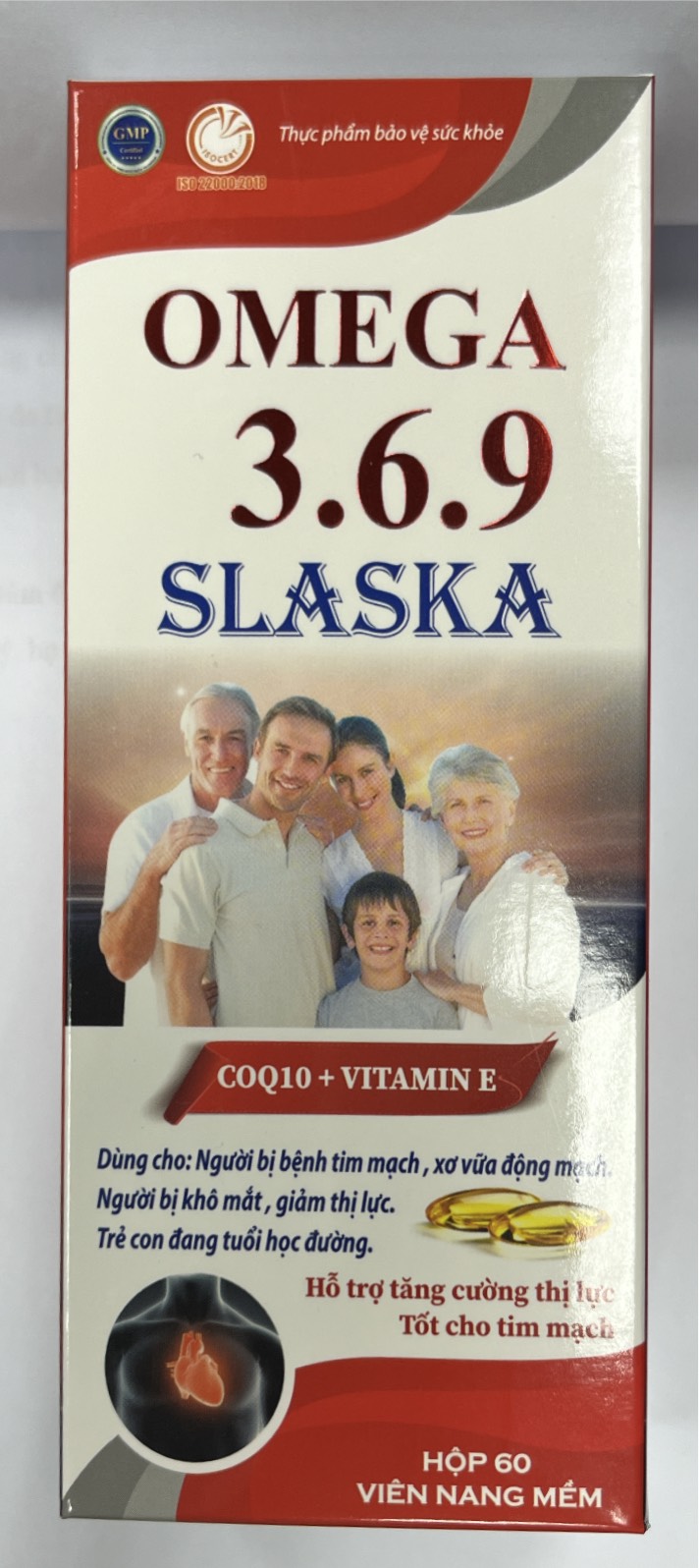 Viên uống Slaska Omega 369 CoQ10 + Vitamin E Akopha Pháp đỏ (Lọ 60 viên)
