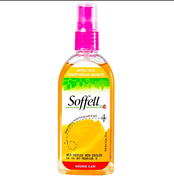 Xịt Soffell Xua Muỗi Hương Cam (Chai 80ml)