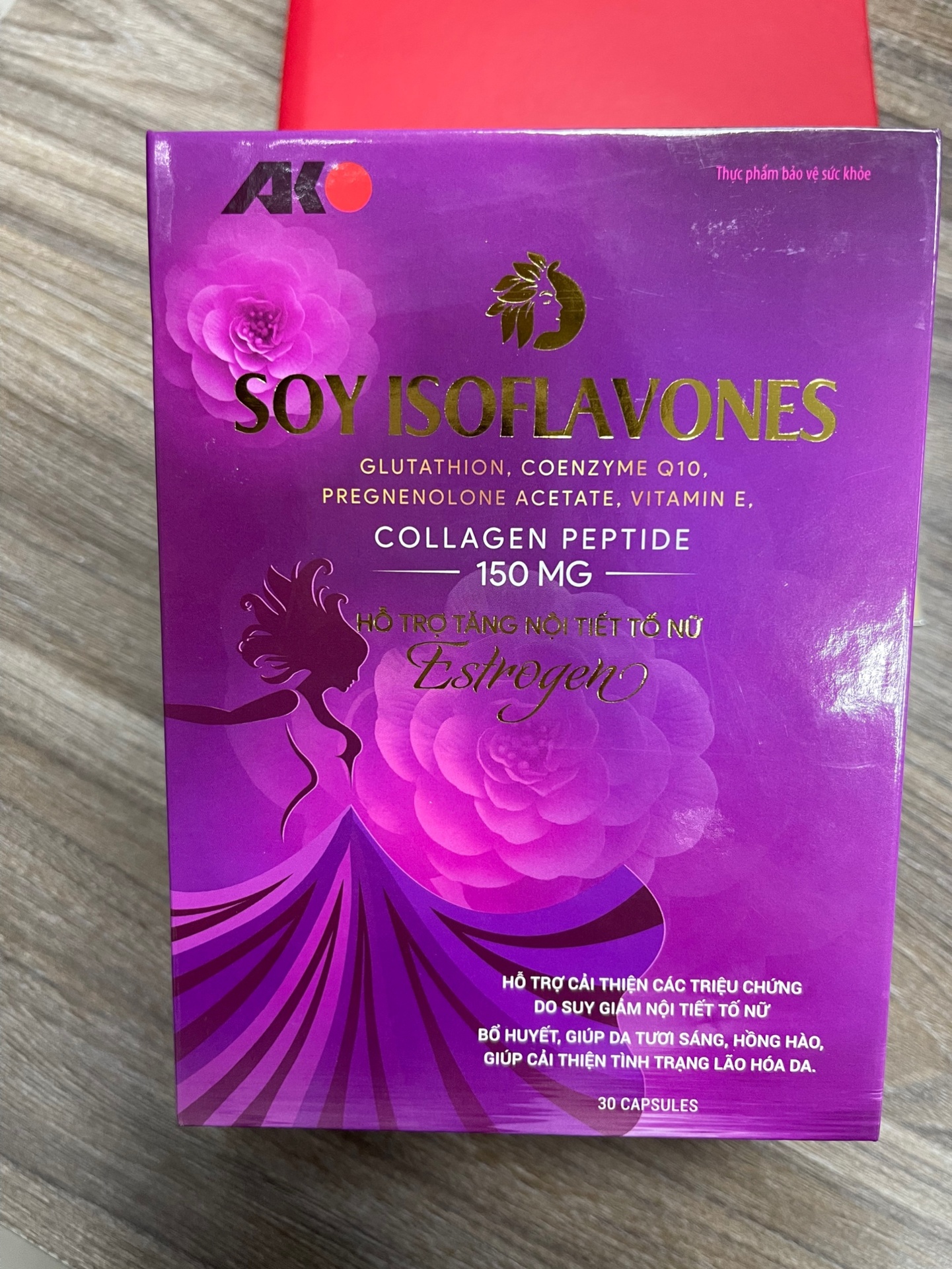 Viên uống Soy isoflavones collagen peptide 150mg Akopha (Hộp 30 viên)