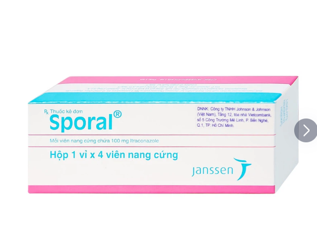 Sporal Itraconazol 100mg Janssen (Hộp 4 viên)