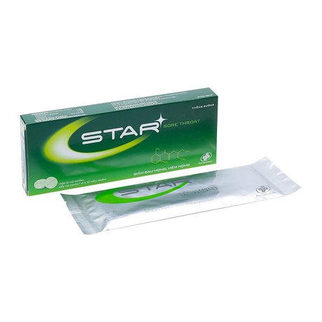 Viên ngậm Star Sore Throat xanh lá không đường OPV (Hộp 24 viên)