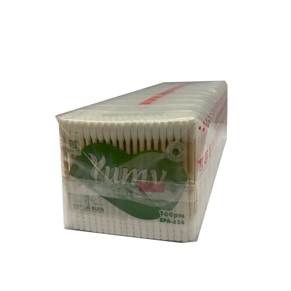 Tăm Bông Người Lớn Thân Gỗ Yumy (Bịch 12 gói x 100 que)