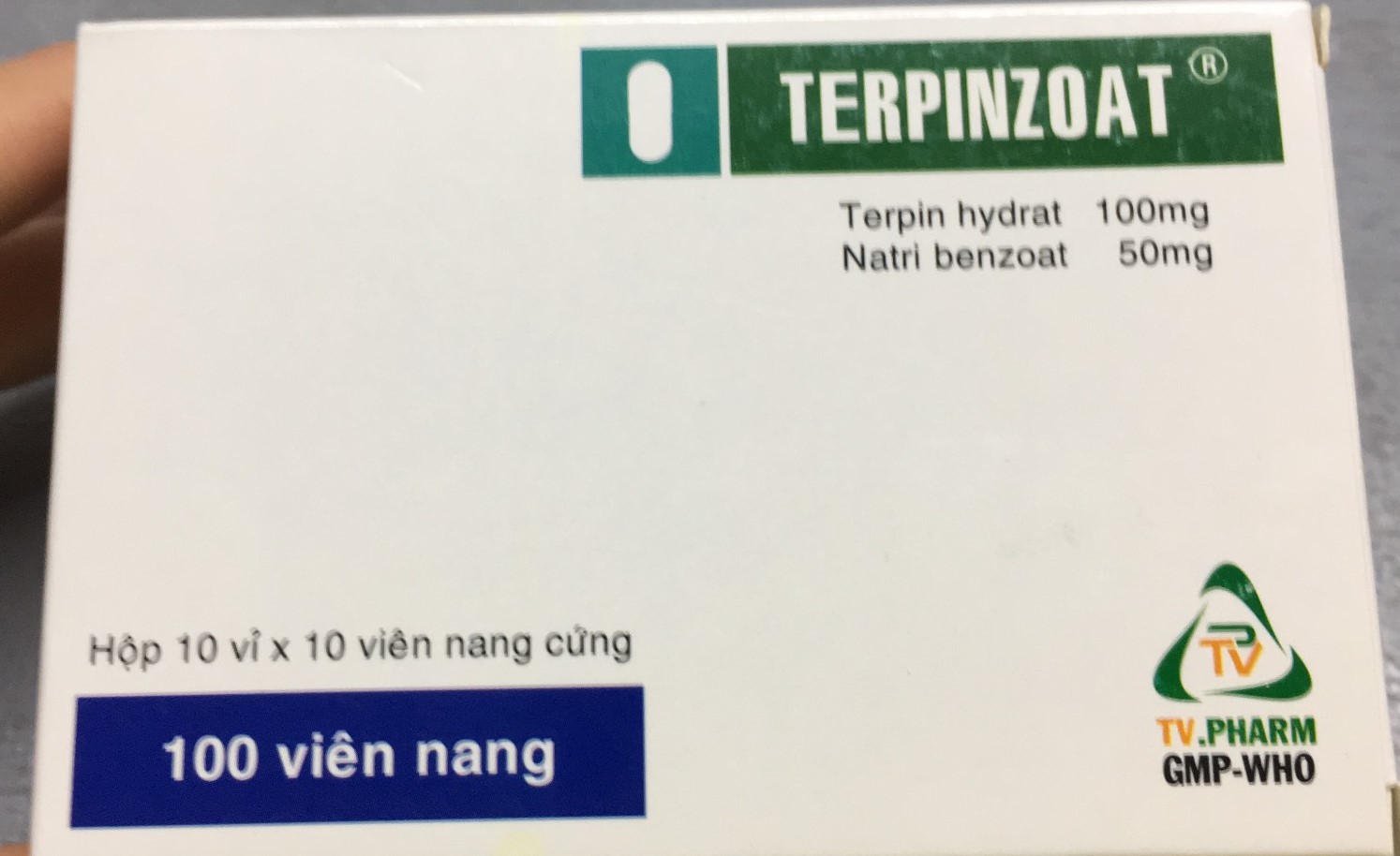 Terpinzoat 100mg/50mg viêng nang TVpharm (Hộp 100 viên)