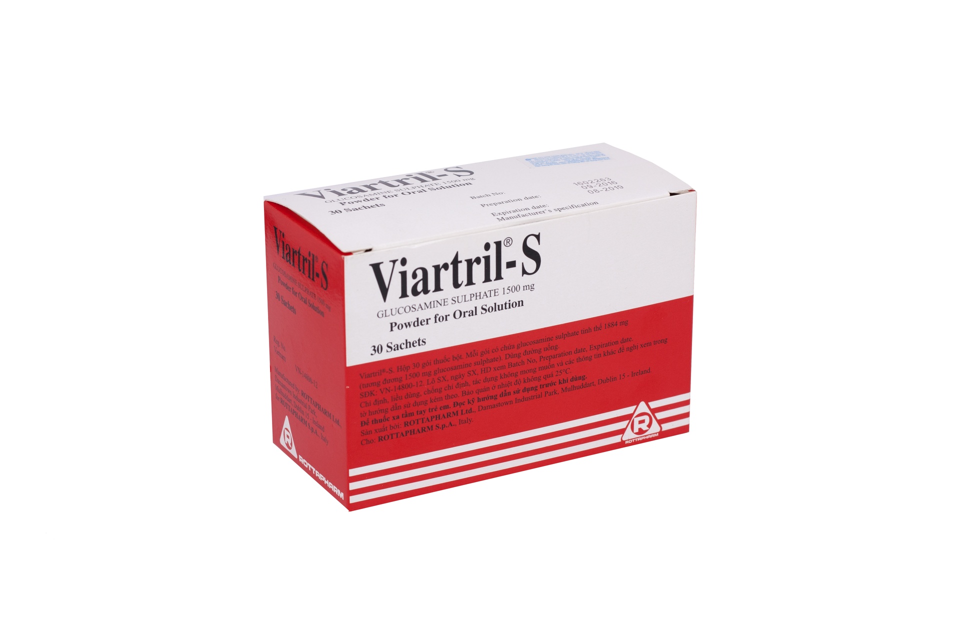 Viartril S Glucosamine 1500mg Rottapharm Ireland (Hộp 30 gói x 1.5g)