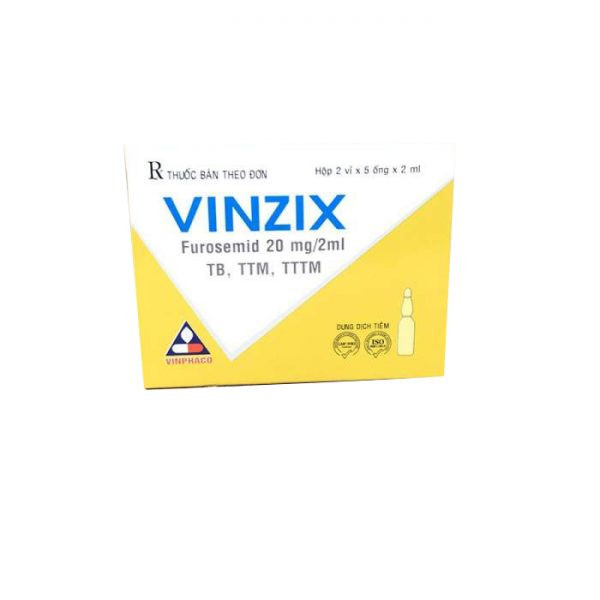 Tiêm Vinzix Furosemid 20mg/2ml Vĩnh Phúc (Hộp 10 ống x 2ml)